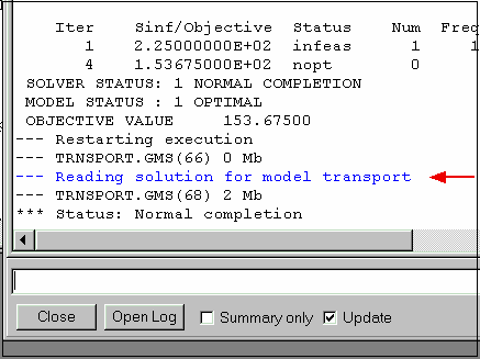 Process window with a clickable line