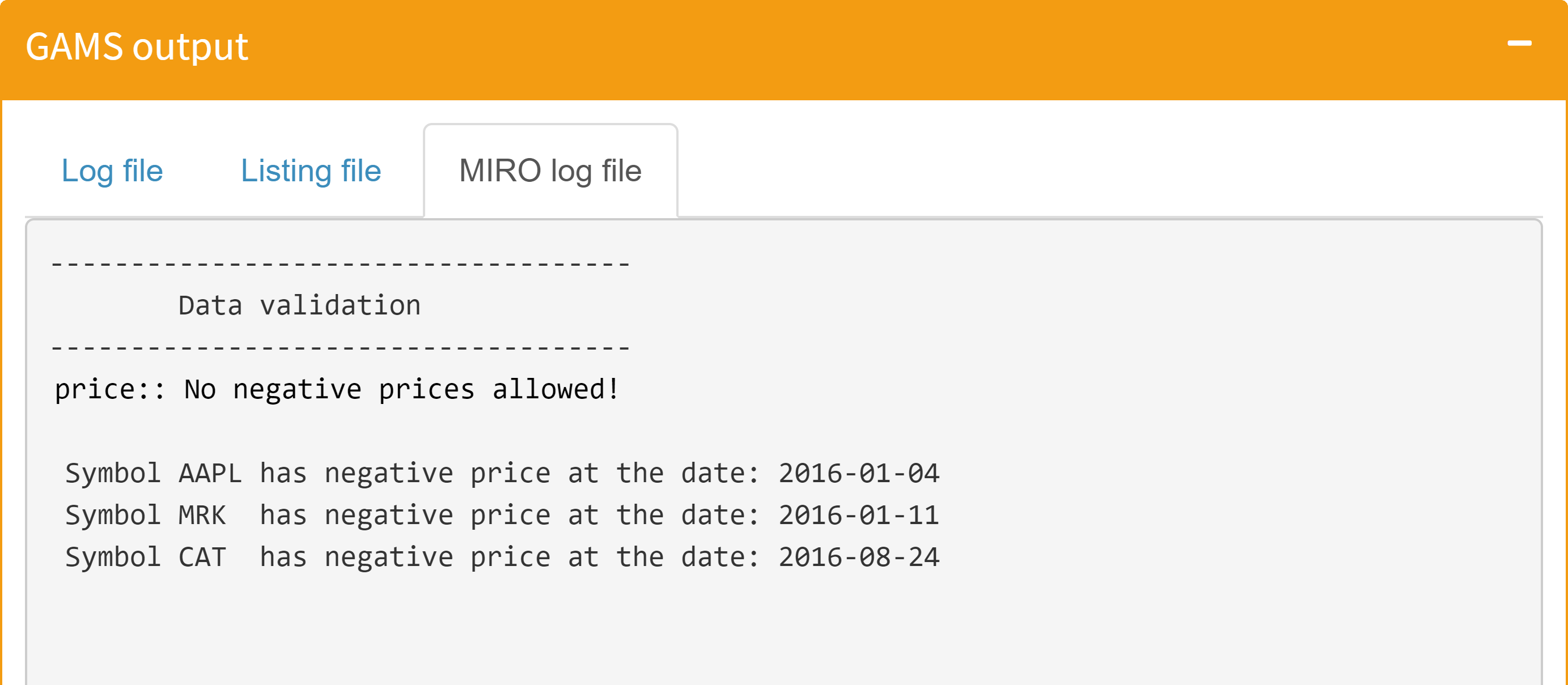 MIRO log