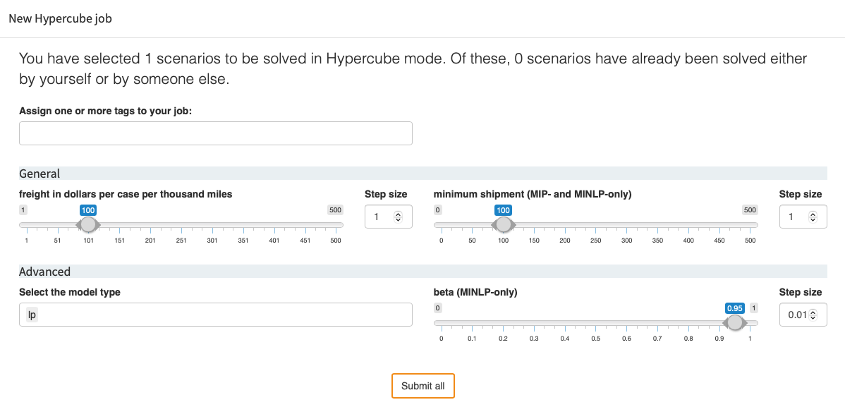 Hypercube widget groups Example