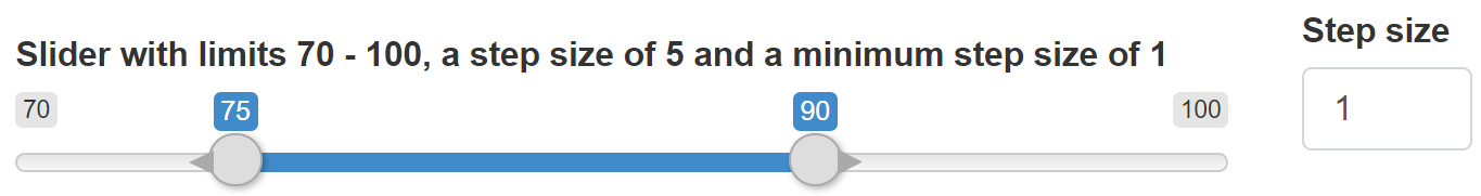 Sliderrange with step size of 5 and minimum step size of 1