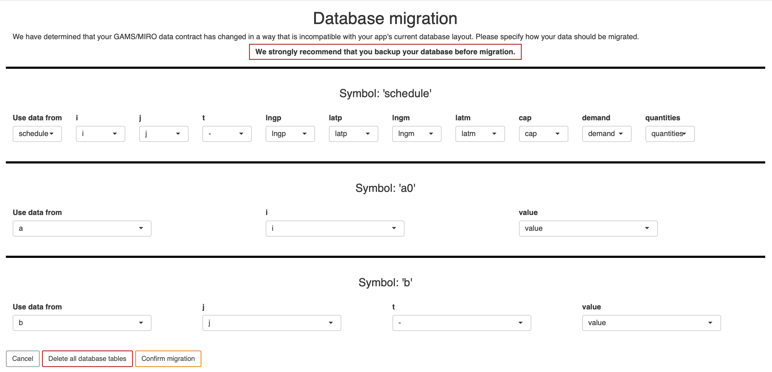 Migration Wizard for transport model with added time dimension